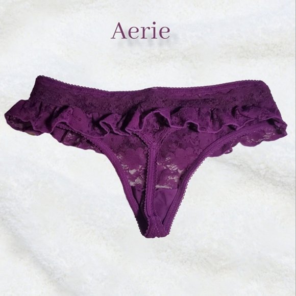 Aerie Lace Flutter Skirt Trim Sexy Lengerie Thongs- low rise- Size XS - Picture 2 of 6